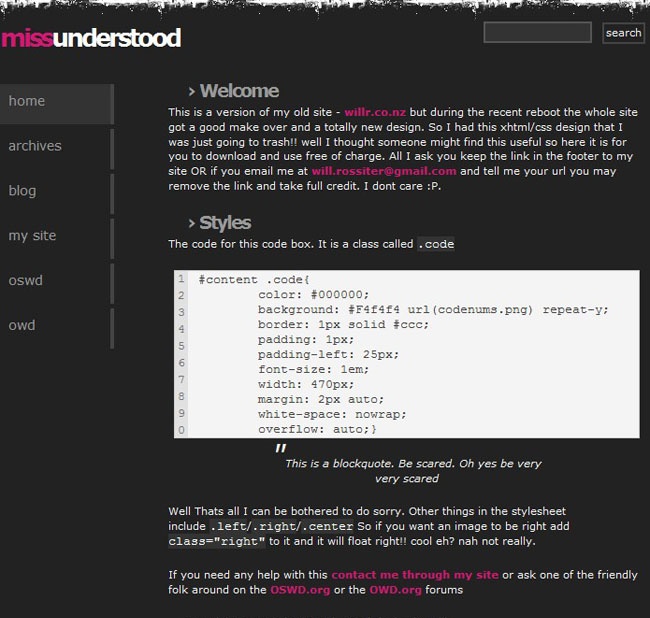 个人问答博客html免费网页模板-理解错误