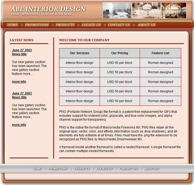 室内装修材料生产企业psd,html网页模板