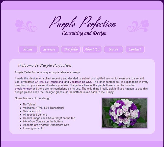 紫色婚嫁鲜花网html网站模板