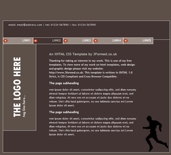 时尚健身房棕色div+css标准网页模板