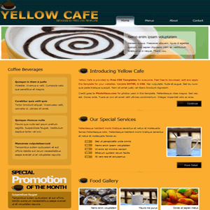 国外橙色风格咖啡西餐厅div+css静态网页模板