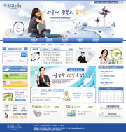 英文教育课程韩版网页模板